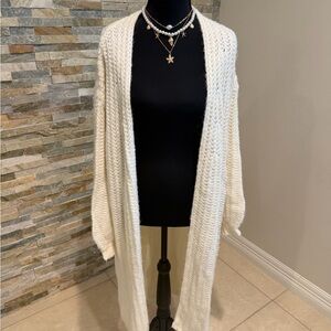 POL Elegant Cream Chunky Chenille Knit Cardigan